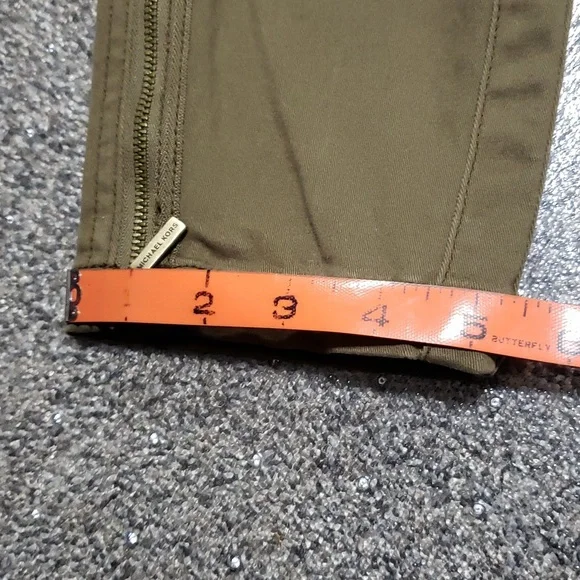 Michael Kors Olive Green Gold Zipper Cuff Pants Size 6 - Picture 13 of 16